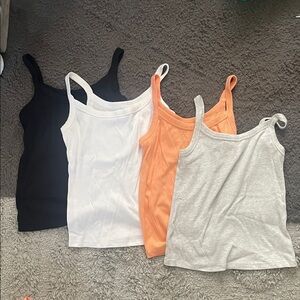 Old Navy Set of 4 Women's Tank Tops in Black, White, Orange, and Gray, L, EUC